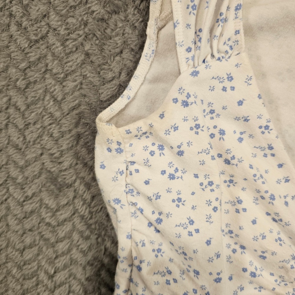 Hollister Womens Blue Floral Ditsy Ruched Cinched Front Crop Tank Top XS White - Picture 8 of 8